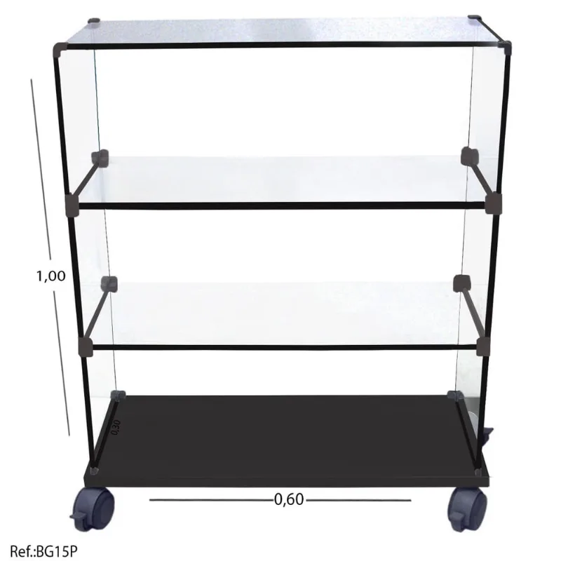 Balcão De Vidro Vitrine Modulado Caixa Mdf - 0,60 x 1,00 X 0,30 - Preto