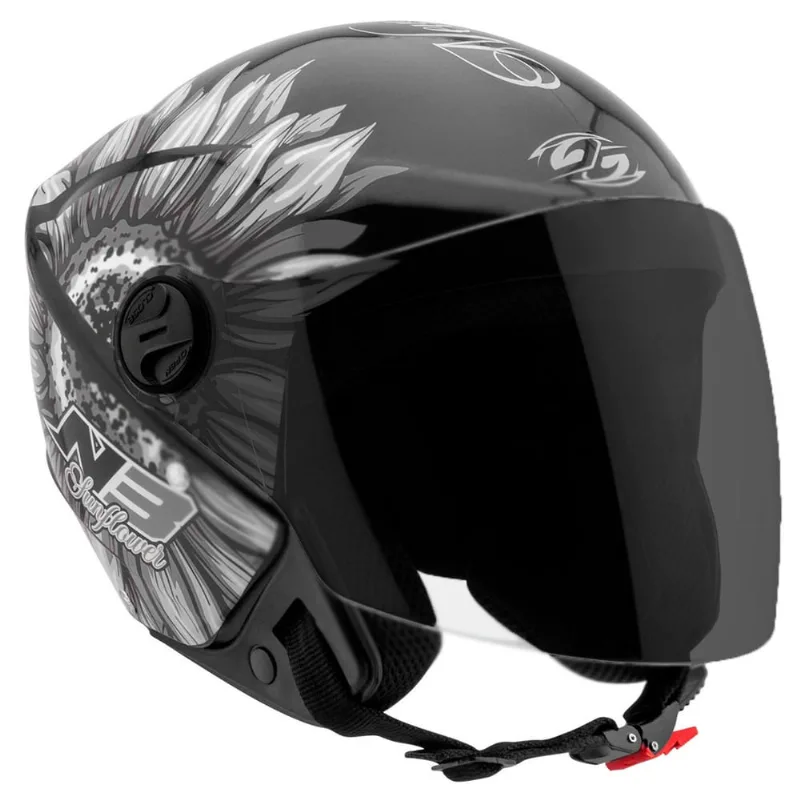 Capacete Moto Aberto New Liberty 3 Sunflower Brilhante Pro Tork Preto/Cinza Tamanho 58 Viseira Fumê - Pro Tork