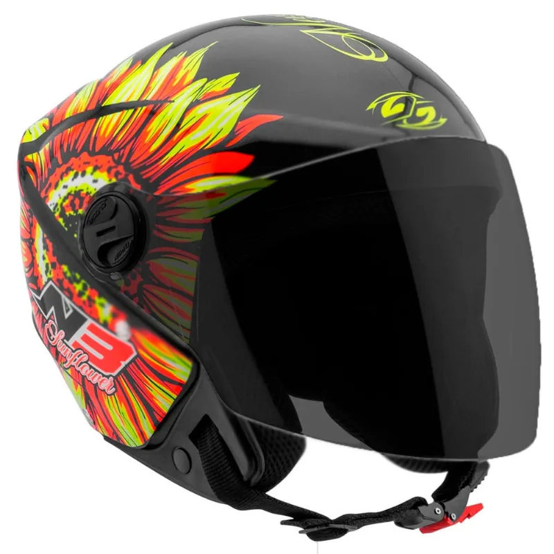 Capacete Moto Aberto New Liberty 3 Sunflower Brilhante Pro Tork Amarelo/Laranja Tamanho 60 Viseira Fumê - Pro Tork