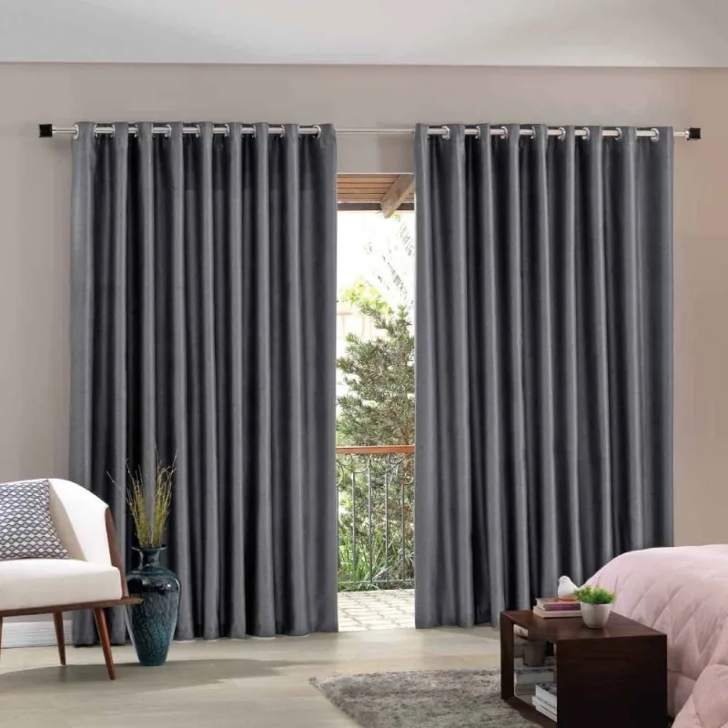 Cortina Para Quarto E Sala 5,40X2,80 M Corta Luz Blend Havan Casa - Cinza - BELLA JANELA