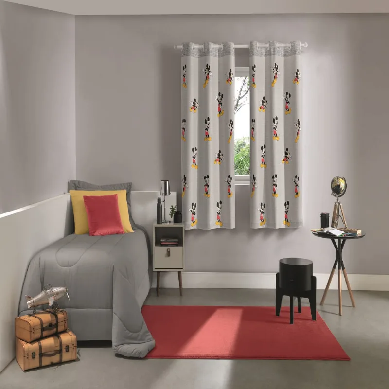 Cortina Corta Luz Ilhos Mickey 2,40 X 1,70m Slim Textura/unico - BELLA JANELA