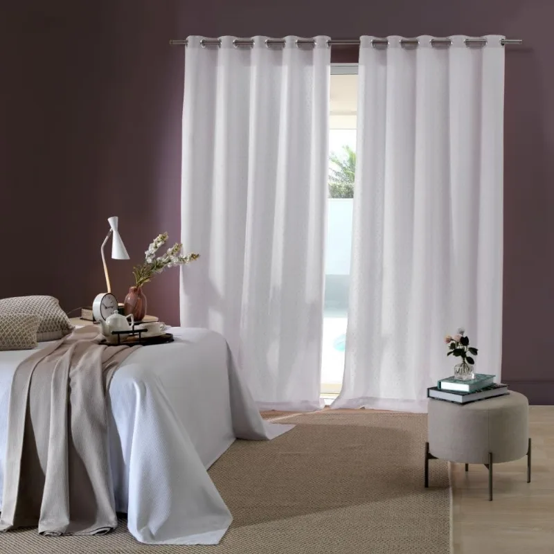 Cortina Duo Poa 3,00 X 1,70m Branco/unico - BELLA JANELA
