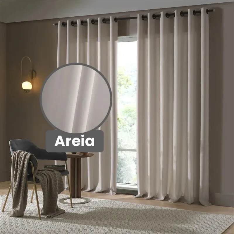 Cortina Rustica Oxford 4,2 X 2,5 - Bella Janela Areia - BELLA JANELA