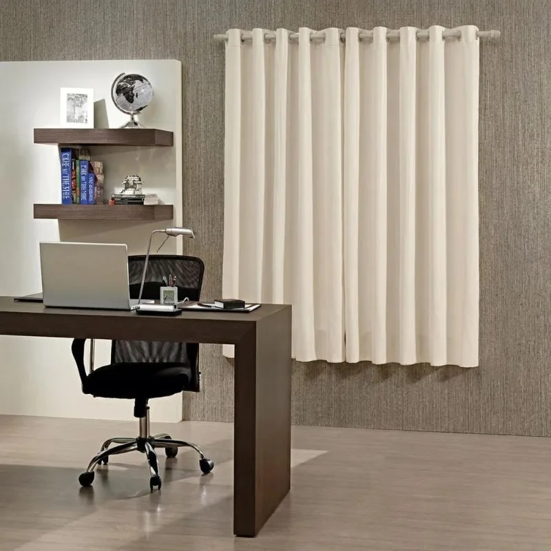 Cortina Blackout Corta Luz 130x170cm Com Ilhós Bella Janela Areia Cinza