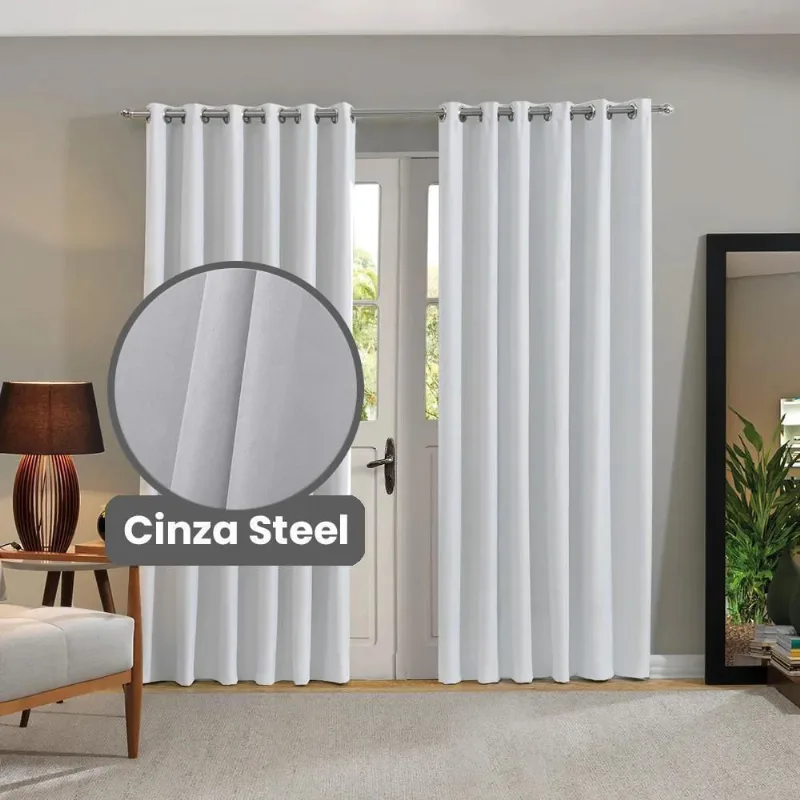 Cortina Blackout 100% Confort 4,2 X 2,3 - Bella Janela Cinza - BELLA JANELA