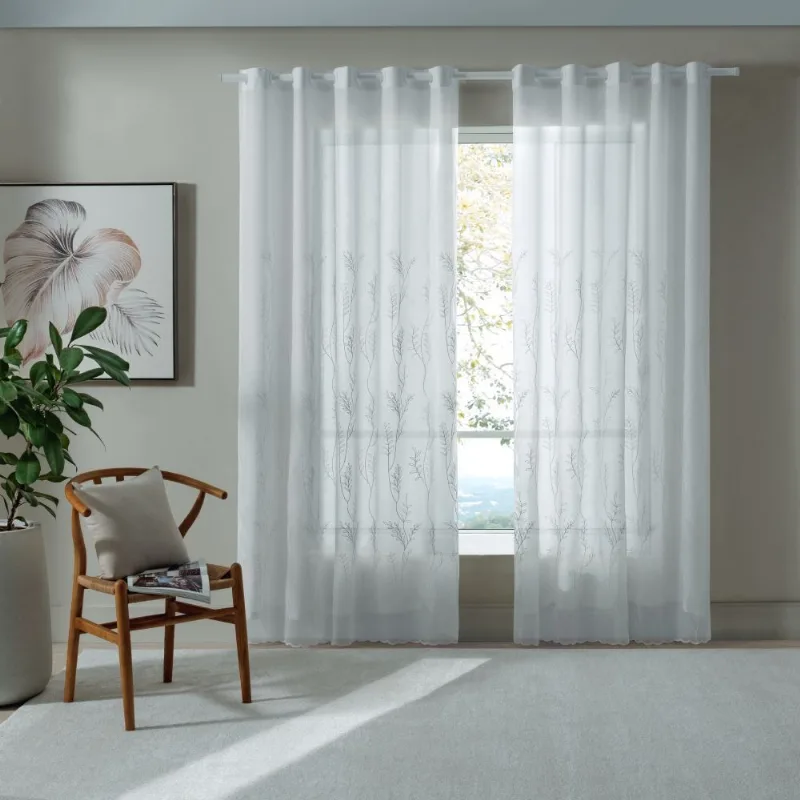 Cortina para Quarto e Sala 4,20X2,50 m Bordada Duplex Firenze Havan Casa - Branco - BELLA JANELA