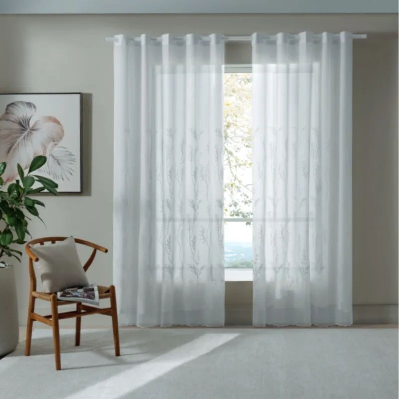 Cortina para Quarto e Sala 3,00X2,30M Duplex Firenze Bordada Havan Casa - Branco - BELLA JANELA