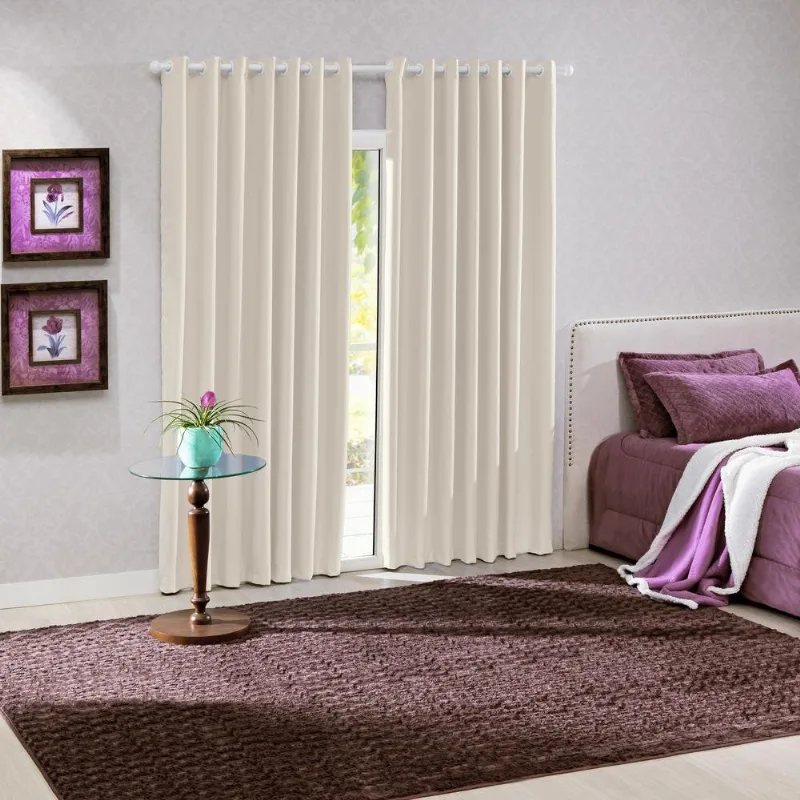 Corta Bella & Co Luz 300x230cm Ilhos Areia Areia (MP) - BELLA JANELA