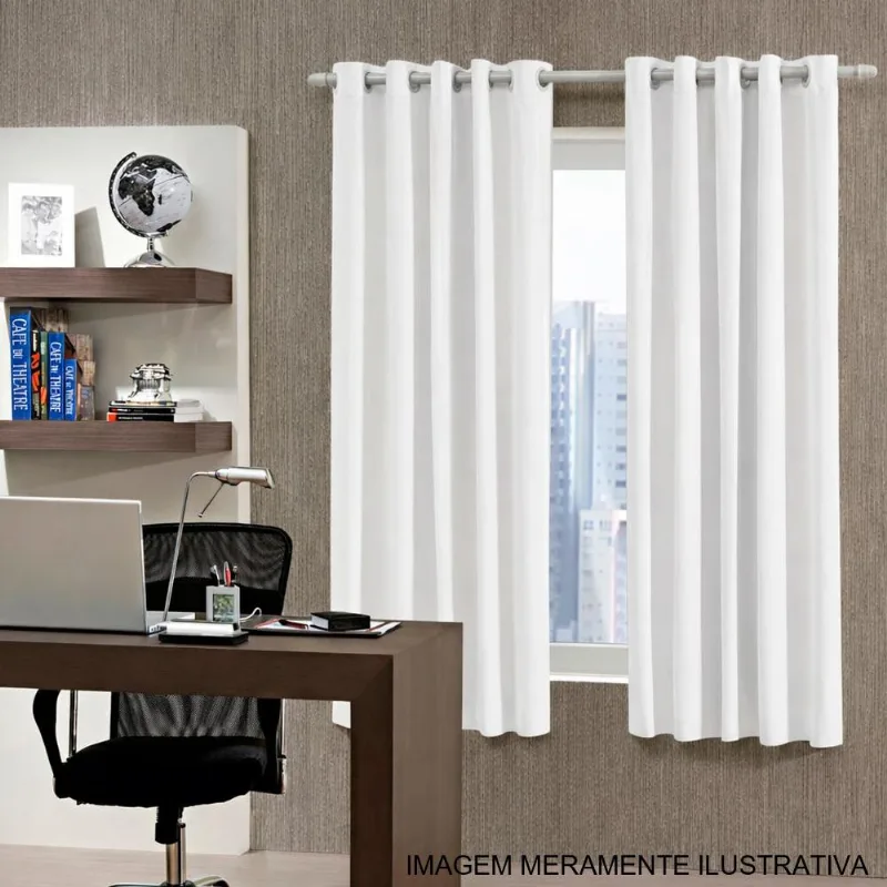 Cortina Corta Luz Bella & Co 300x170cm Ilhos Branca (MP) - BELLA JANELA