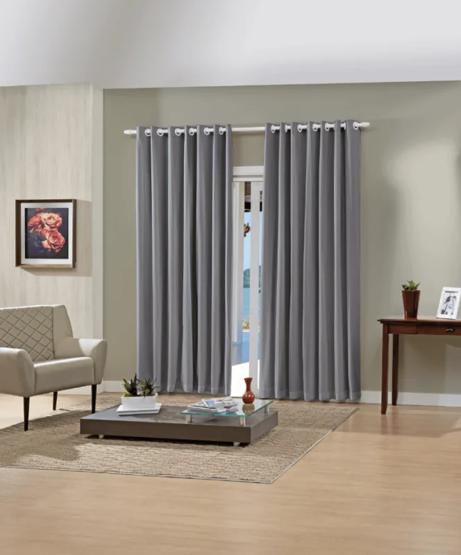 Cortina Bella Janela Pratika Slim Lisa 3,00 X 2,50 Cinza Escuro - BELLA JANELA - Decoração
