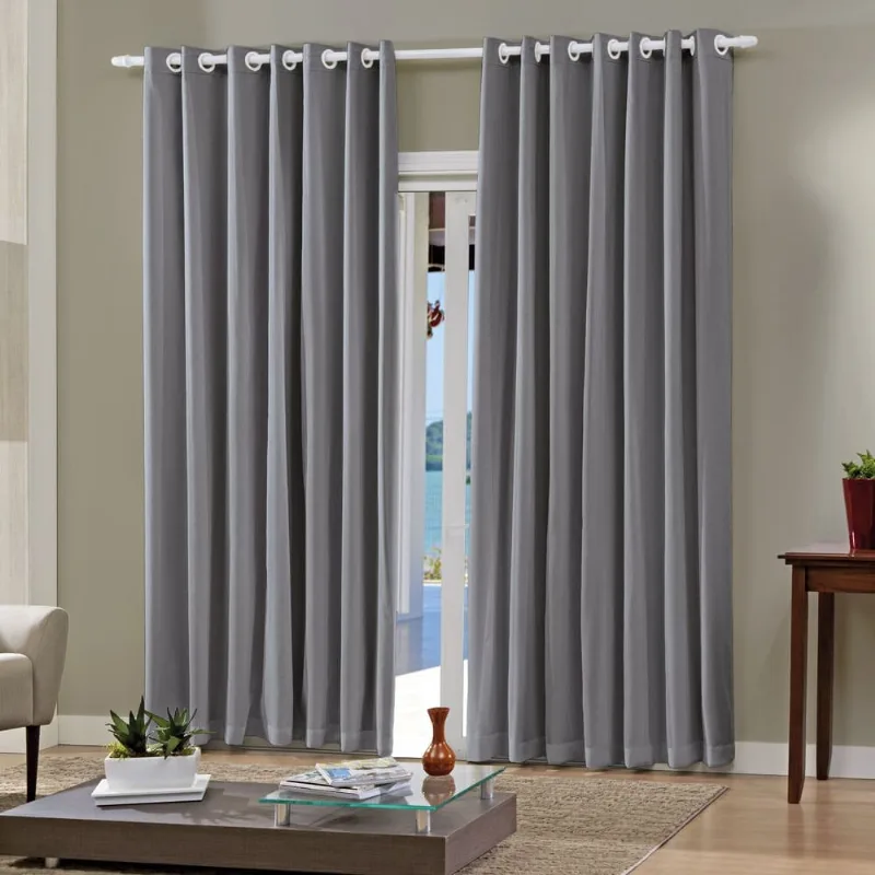 Cortina Bella & Co Pratika Lisa Slim 260x230cm Cinza Escuro (MP) - BELLA JANELA