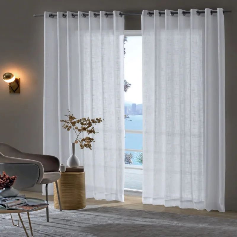 Cortina Rustica Linhao 4,20 X 2,50m Branco/unico - BELLA JANELA