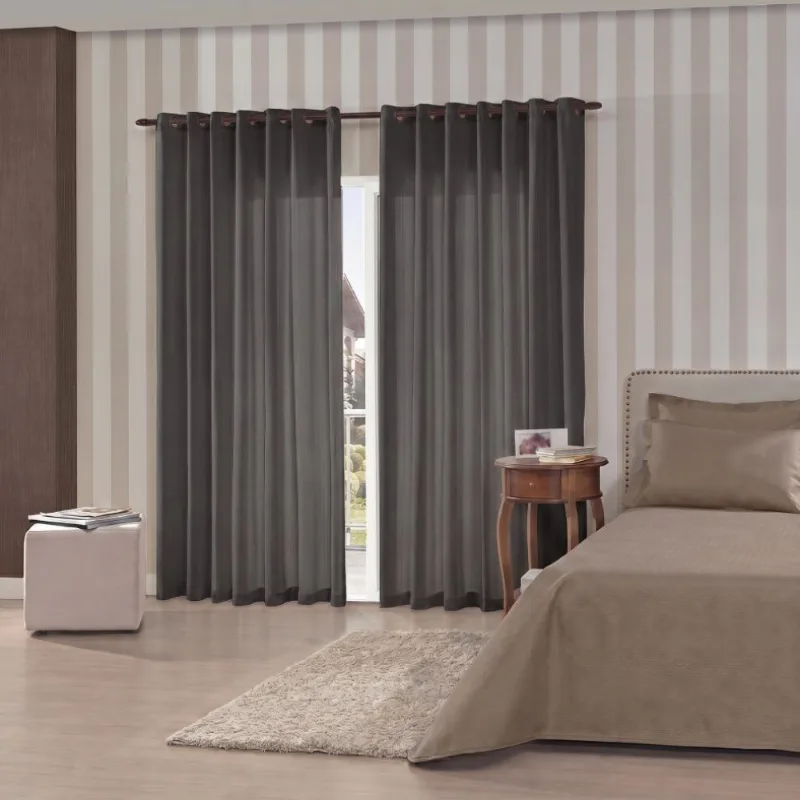 Cortina para Quarto e Sala 2,60X2,30 m Rústica Madri Havan Casa - Cinza Escuro - BELLA JANELA