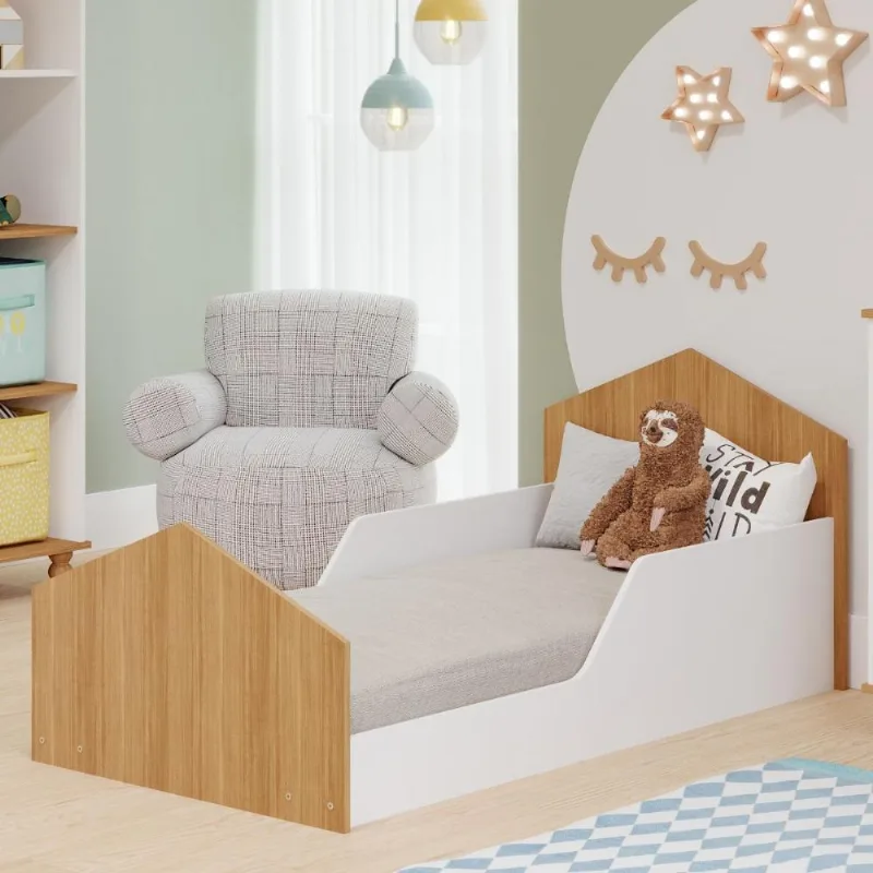 Cama Infantil Casinha Permobili Branco/Nature