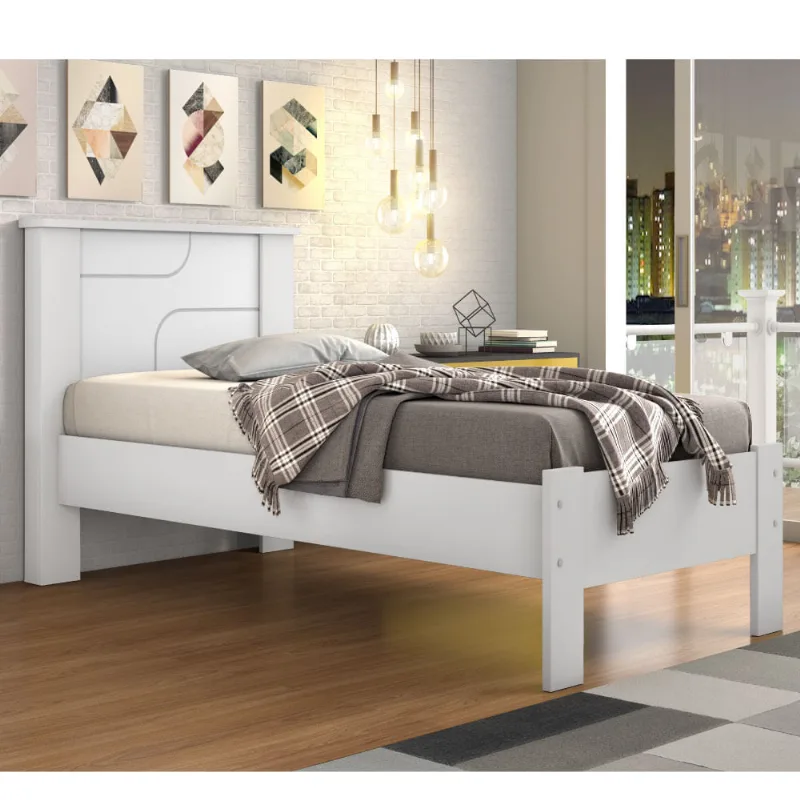 Cama Solteiro Pérola - Branco