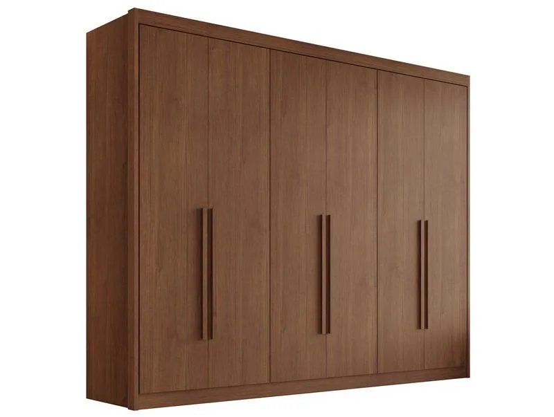 Guarda-Roupa Casal com Sapateira Conquista Móveis Bergamo Prime MDF 6 Portas 8 Gavetas Nogueira - Conquista Móveis - Móveis