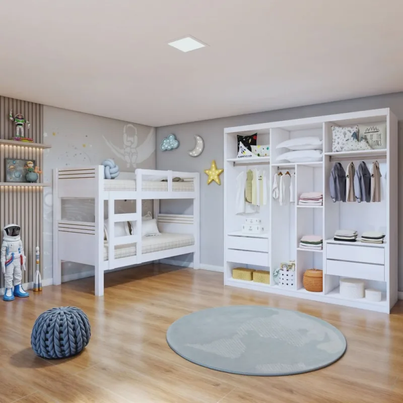 Quarto Infantil Completo Closet Miami e Beliche Trend - Não Disponível - Móveis