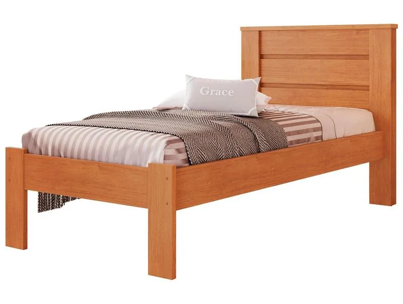 Cama de Solteiro Conquista Móveis Rubi MDF Cinamomo - Conquista Móveis - Móveis