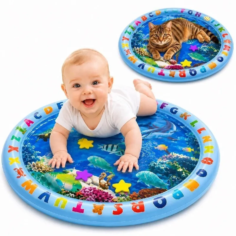 Tapete Sensorial de Agua Inflavel Ocean World Atividades Interativas Estimulacao Motora Bebe e Pet - Outras