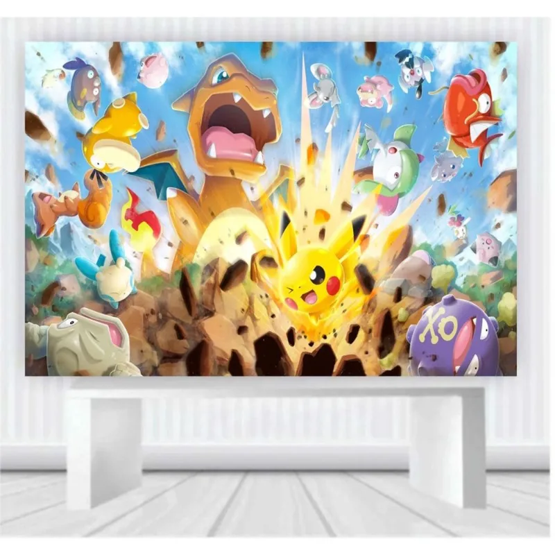 Painel de Festa Pokemon tamanho 100cm x 65cm P13