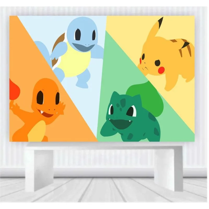 Painel de Festa Pokemon tamanho 100cm x 65cm P25