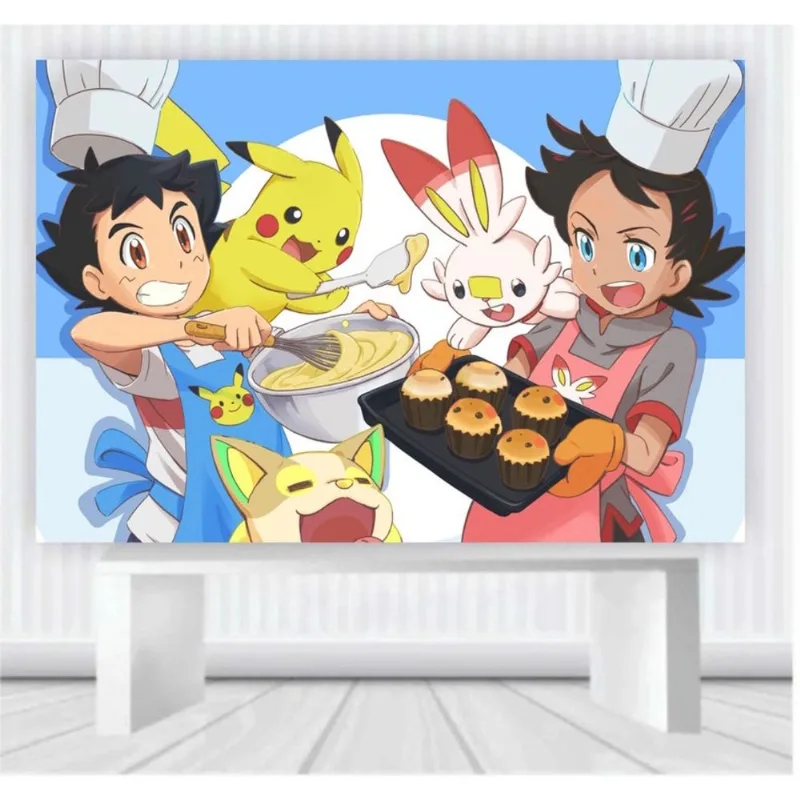 Painel de Festa Pokemon tamanho 100cm x 65cm P70