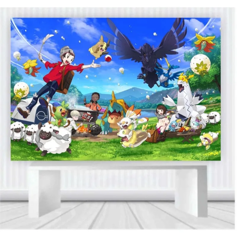 Painel de Festa Pokemon tamanho 100cm x 65cm P76