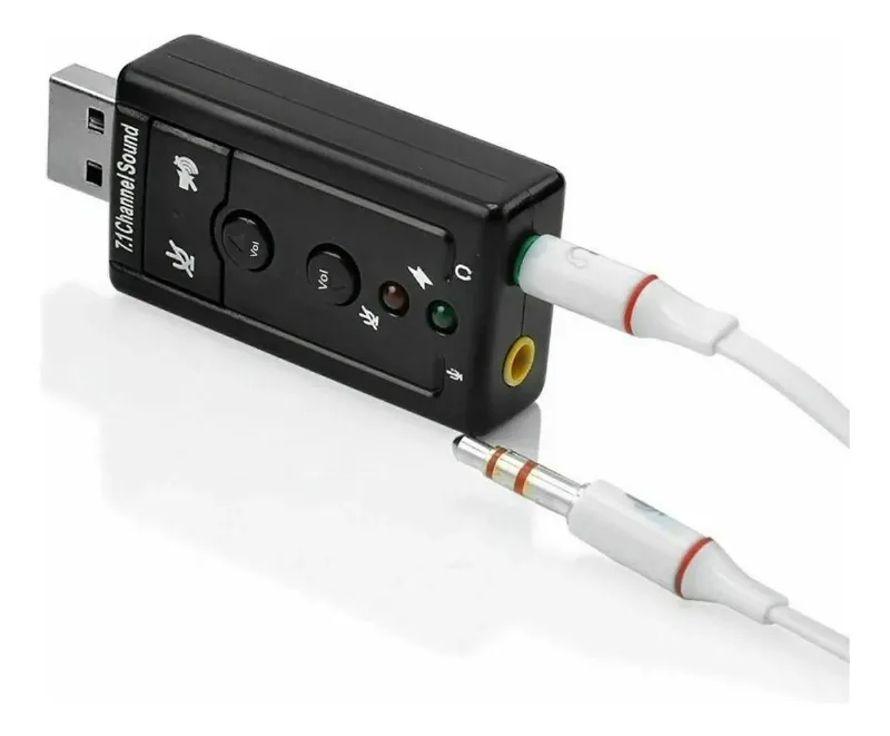 Adaptador Para Placa De Som Usb 7.1 Preto Knup Hb-t64 C Led - KNUP