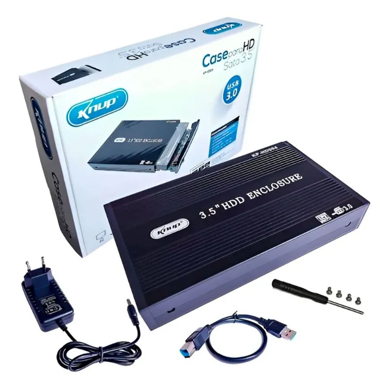 Case Gaveta Externa Knup, Para Hd 3,5", Conexão Usb 3.0, Fonte De Alimentação, Suporte Para Discos Até 4tb, Preto - Kp-hd004 - KNUP