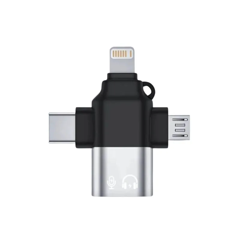 Adaptador OTG Knup HM006 3 Em 1 USB 3.0 Lightning Tipo C Micro USB Preto (MP) - KNUP