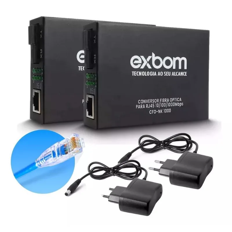 Conversor Mídia Fibra Óptica a + b Para Rj45 Gigabit 1000Mbps - Knup - Informática