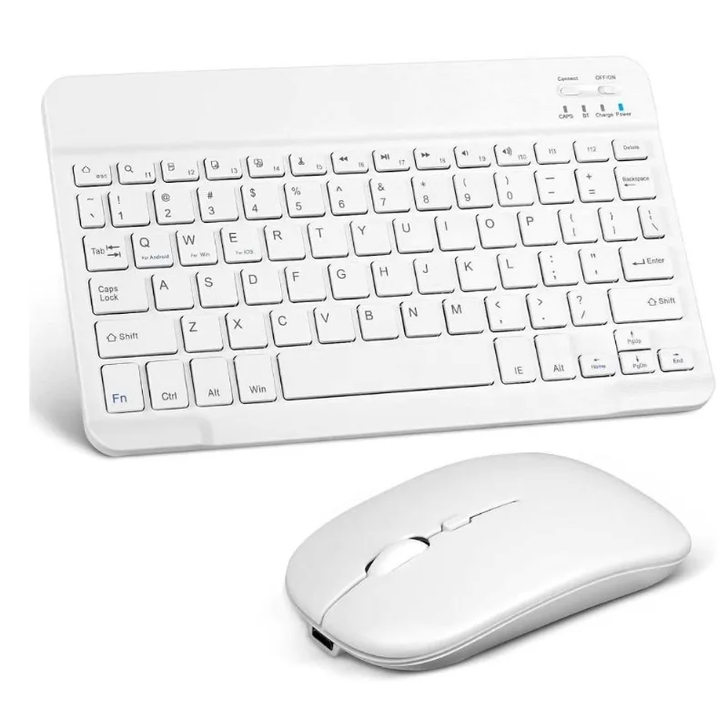 Kit Teclado e Mouse Bluetooth 5.2 Utra Fino Compatível Com Pc, iPad e Android - Branco - Knup