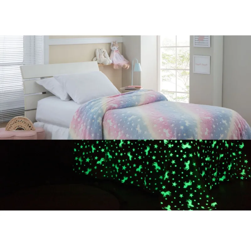 Cobertor Manta Infantil Brilha no Escuro Fleece Fluorescente Magica