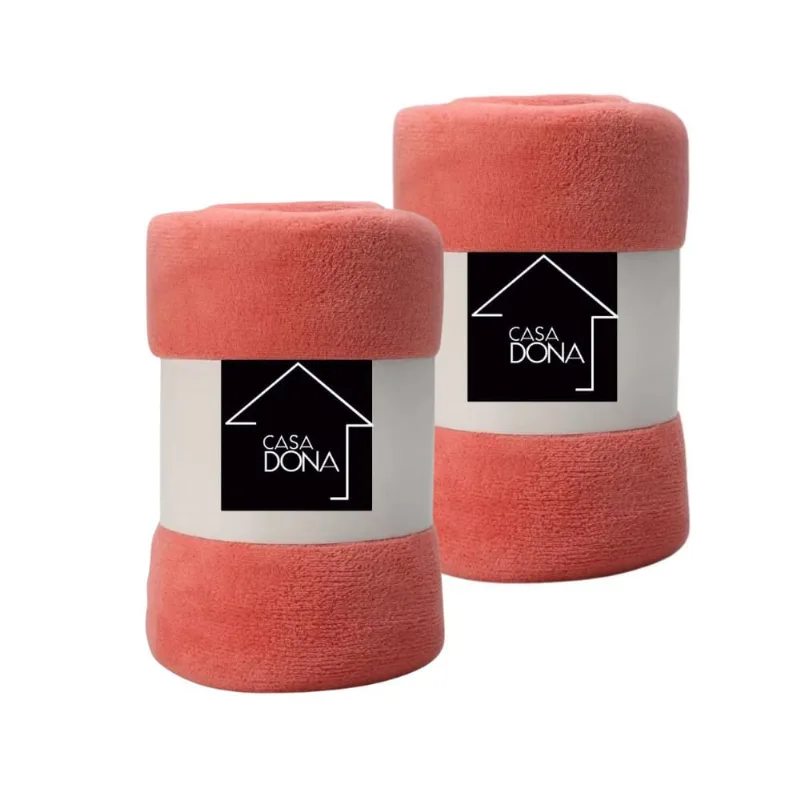 Kit 2 Mantas Cobertor Casal Microfibra Fleece Casa Dona
