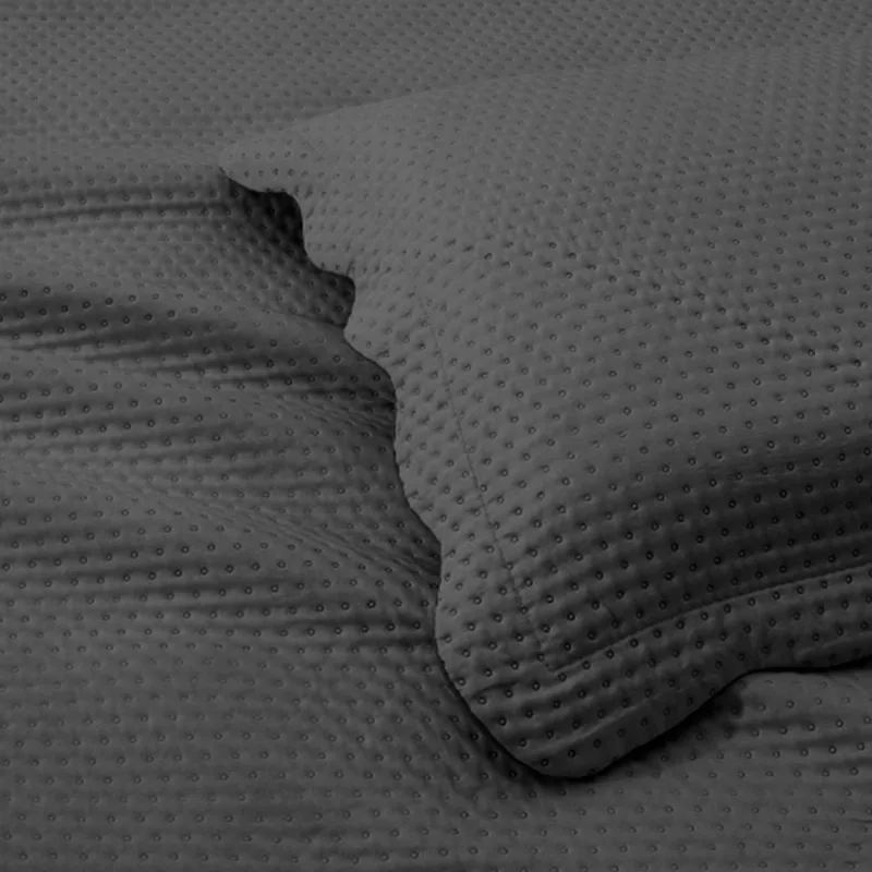 Colcha Cobre Leito Milão Queen 150 Fios Matelado Bolinha 3 Peças Dupla Face Cinza