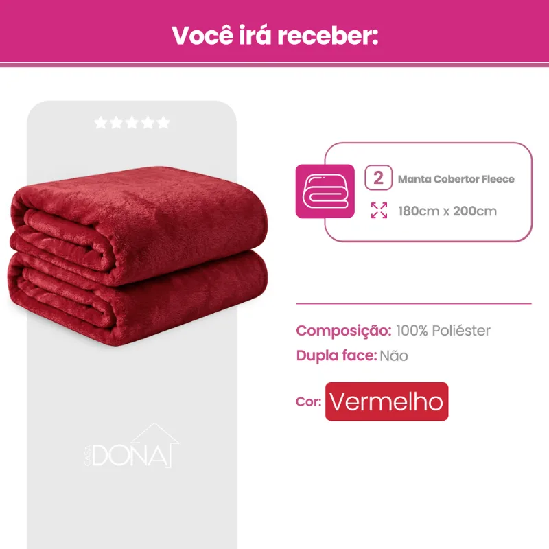 Kit Manta Cobertor Casal Microfibra Super Macio Com Conforto Térmico Premium Casa Dona