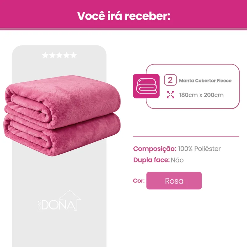 Kit Manta Cobertor Casal Microfibra Super Macio Com Conforto Térmico Premium Casa Dona