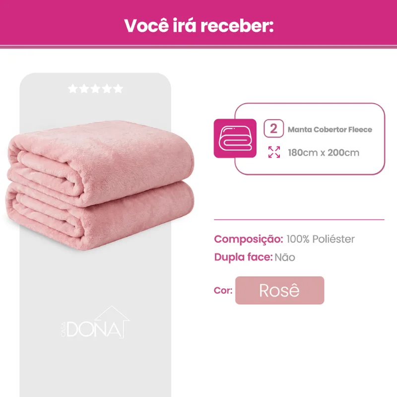Kit Manta Cobertor Casal Microfibra Super Macio Com Conforto Térmico Premium Casa Dona