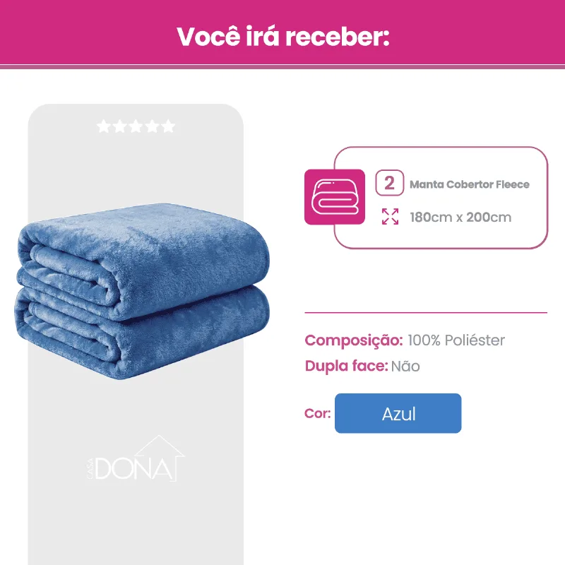 Kit 2 Manta Cobertor Casal Microfibra Super Macio Com Conforto Térmico Premium
