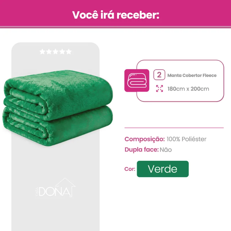 Kit Manta Cobertor Casal Microfibra Super Macio Com Conforto Térmico Premium Casa Dona