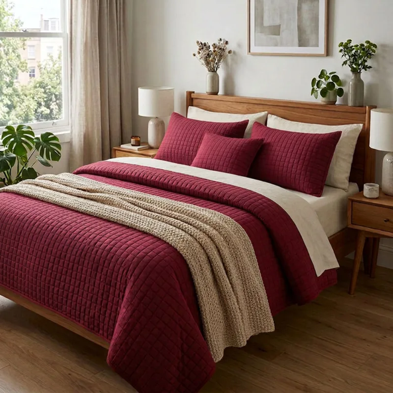 Colcha Cobre Leito Casal Dupla Face Matelado Mosaico 150 Fios Micro Percal 3 Peças Casa Dona