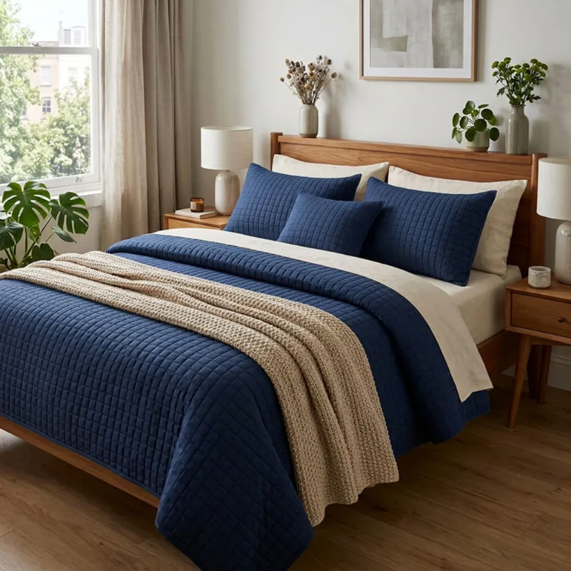 Colcha Cobre Leito Casal Dupla Face Matelado Mosaico 150 Fios Micro Percal 3 Peças Casa Dona