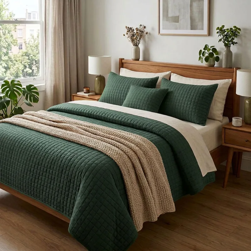 Colcha Cobre Leito Casal Dupla Face Matelado Mosaico 150 Fios Micro Percal 3 Peças Casa Dona