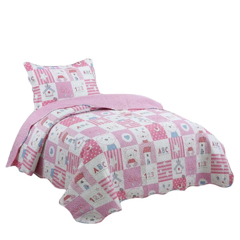 Colcha Bouti Teen Menina Cobre Leito Dupla Face Poa Rosa