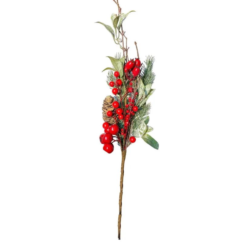 Galho Natalino Berry Vm com pinhas e Folhas 66cm