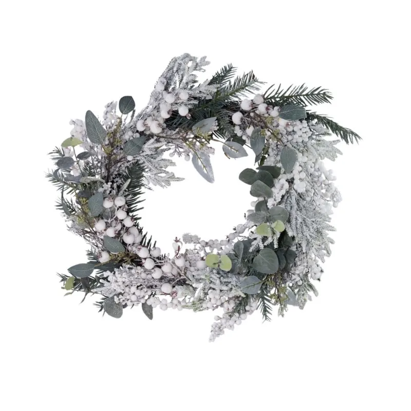 Guirlanda de Natal Berry branca com verde 55cm