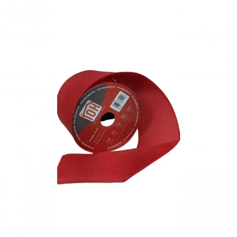 Fita Decorativa Vermelha Lisa 7Cm