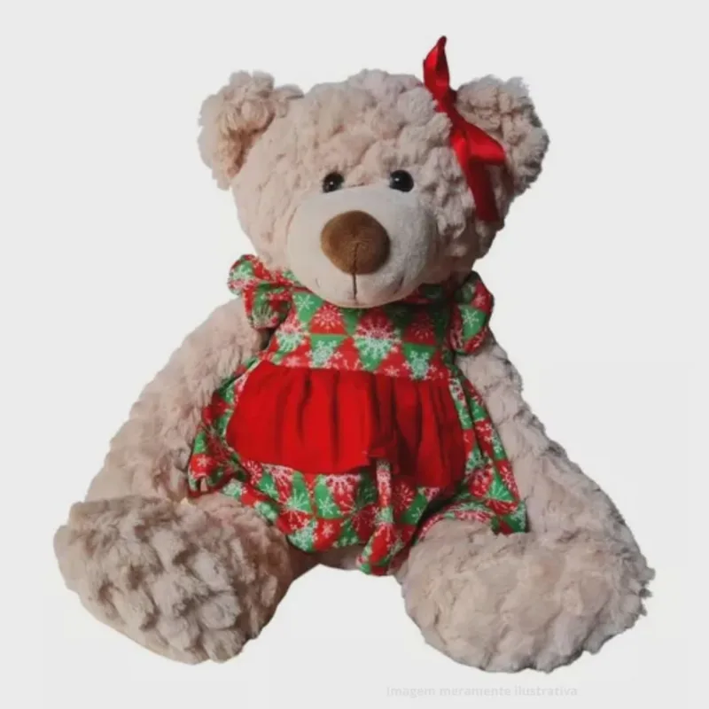 Ursinha Sentada Natalina em Pelúcia 30cm BT1628 - Tok da Casa