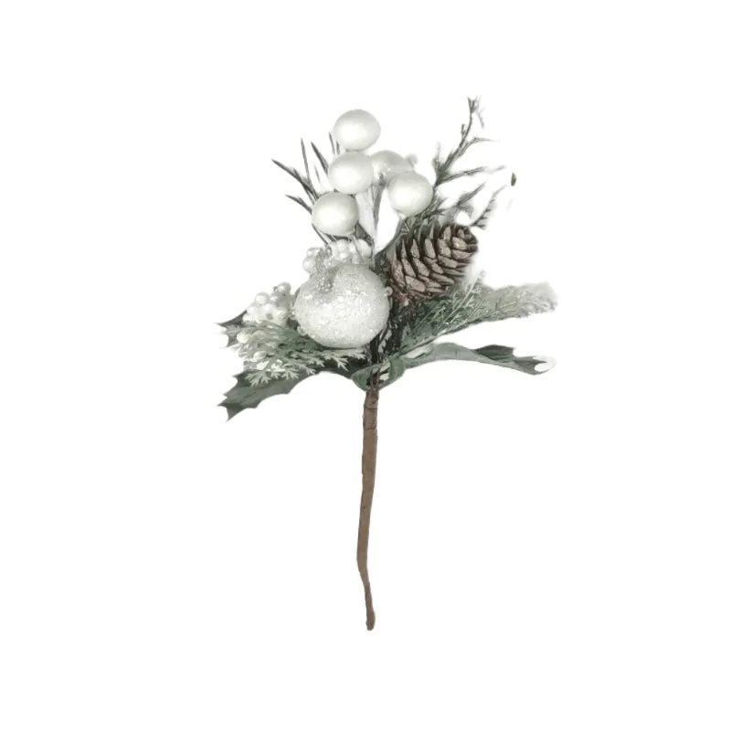 Galho Decorativo Berry Branco 25cm