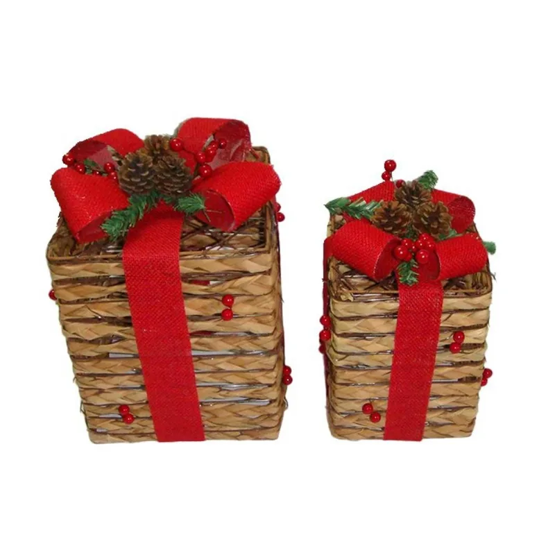 Kit 2 Caixas de Presente Natalina Natural e Vermelho
